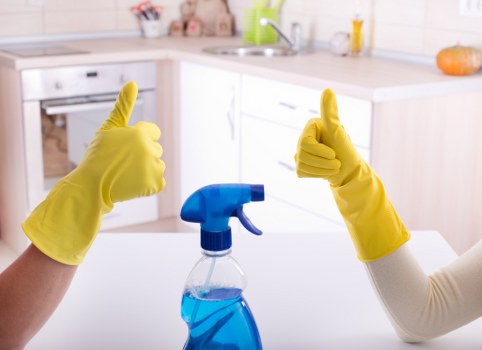 Cleaning staff carrying out a safe workplace check before starting work